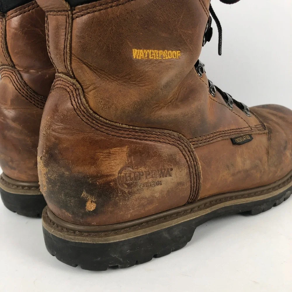CHIPPEWA IQ Waterproof Insulated Leather Work‎ Boots Brown Men's 11 XW 55059